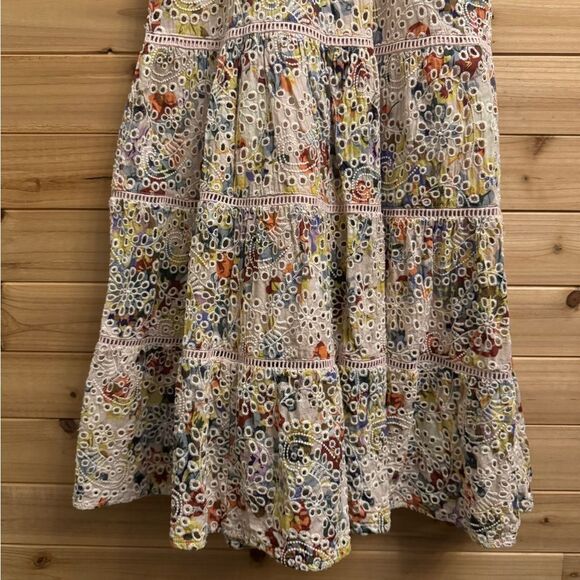 Evereve Size XS Lizzy Floral Eyelet Midi Button Spaghetti Strap Dress - Picture 4 of 13